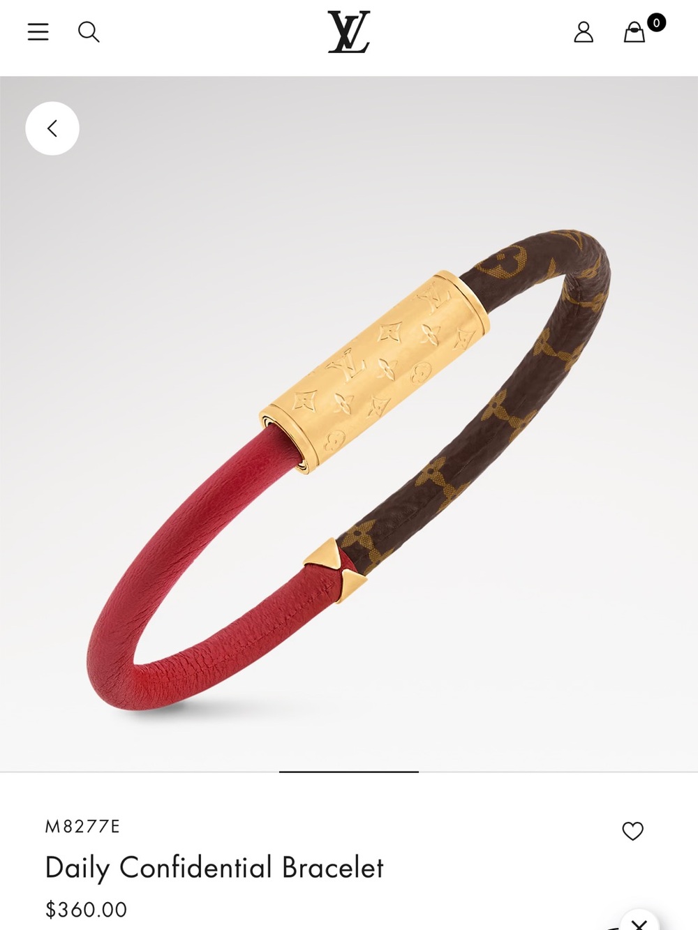 Louis Vuitton Nanogram Daily Confidential Bracelet Red & Brown